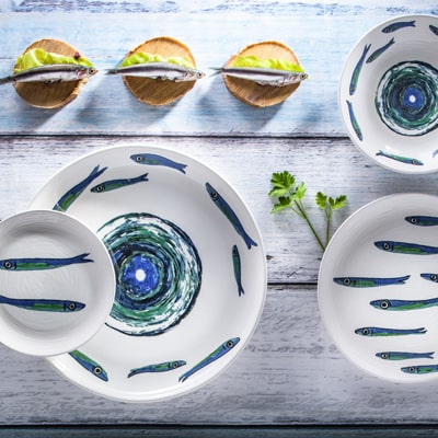 piatto decoro fish, ceramiche italia